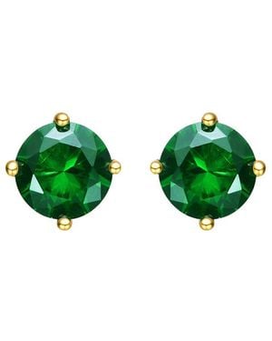 Rachel Glauber 14k Plated Cz Studs - Green