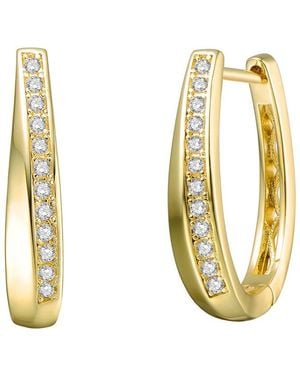 Rachel Glauber 14K Plated Cz Hoops - Metallic