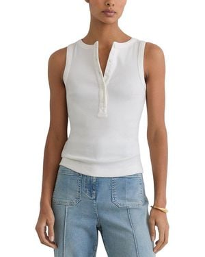 Reiss Rita Stretch Ribbed Henley Vest - Blue