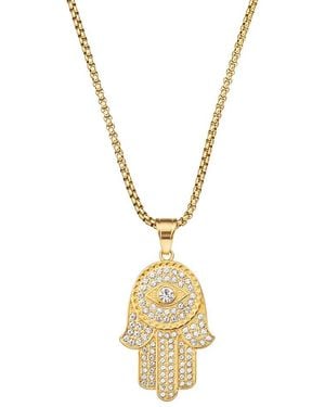 Eye Candy LA The Bold Collection Titanium Cz Jasper Necklace - Metallic