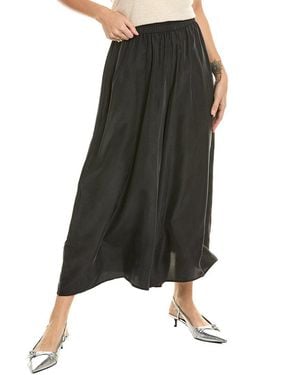 Eileen Fisher Cropped Silk Wide Leg Pant - Black