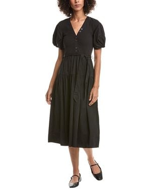 10 Crosby Derek Lam Natalia Mixed Media Dress - Black