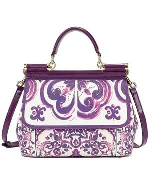 Tiffany & Fred Paris Saffiano Painted Leather Top-Handle Satchel - Purple