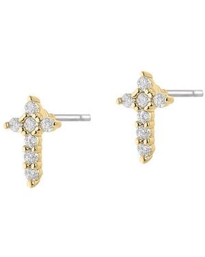 Electric Picks Faith 14K Plated Stud Earrings - White