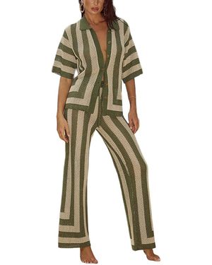 Homeyee 2Pc Shirt & Pant Set - Green