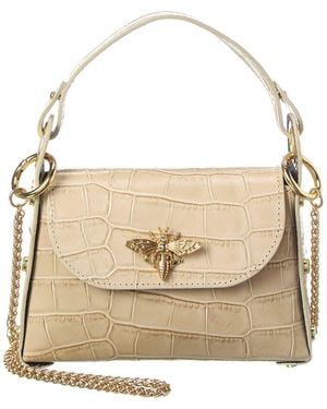 Persaman New York Bee Croc-Embossed Leather Satchel - Natural