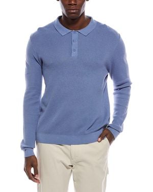Onia Textured Knit Long Sleeve Polo Shirt - Blue