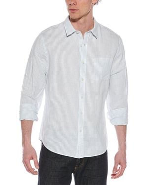 Vince Stripe Linen-Blend Button-Down Shirt - White
