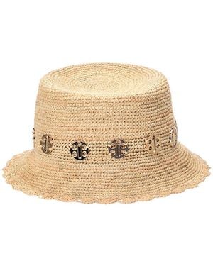 Bruno Magli Crochet Bucket Hat - Natural