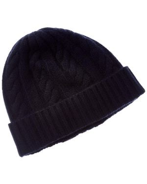 Brodie Cashmere Chunky Cable Pom Pom Cashmere Hat - Blue