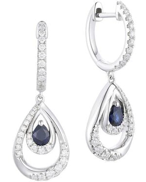 Gregg Ruth 14K 0.84 Ct. Tw. Diamond & Sapphire Huggie Earring - White