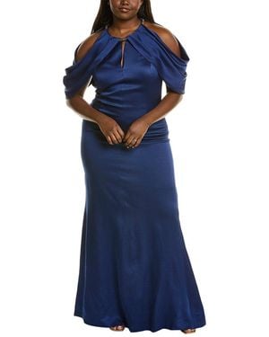 Teri Jon Draped Gown - Blue