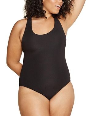 Andie The Catalina Ribbed One-piece Tankini - Black