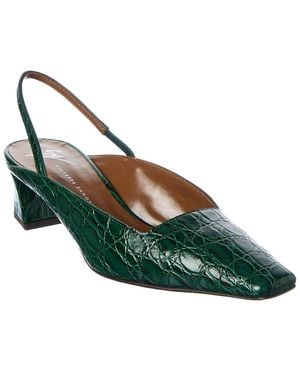 Giuseppe Zanotti Brenda 45 Croc-Embossed Leather Slingback Pump - Green