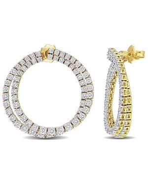 Diamond Select Cuts 14K 3.73 Ct. Tw. Diamond Double Circle Earrings - Metallic