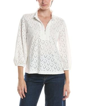 NIC+ZOE Knit Eyelet Top - White