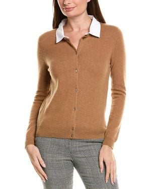 InCashmere Removable Collar 100% Cashmere Cardigan - Brown