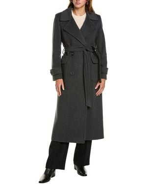 Cinzia Rocca Long Wool & Cashmere-blend Trench Coat - Black