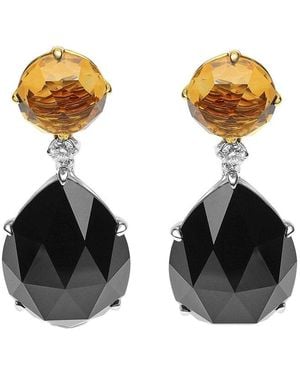 Haus of Brilliance Colourful Gemstones 18K Rose 40.12 Ct. Tw. Diamond & Gemstone Dangle Earrings - Black