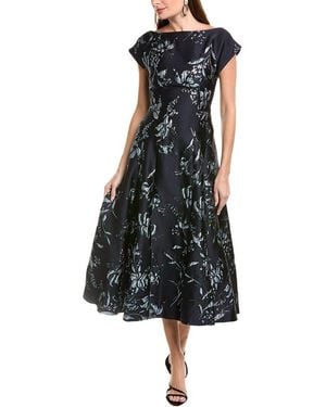 Lela Rose Metallic Floral Jacquard Seam Detail Silk-Blend Sheath Dress - Black