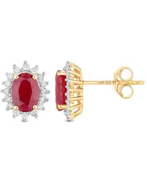 Diana M. Jewels 14K 2.02 Ct. Tw. Diamond & Ruby Earrings - Pink