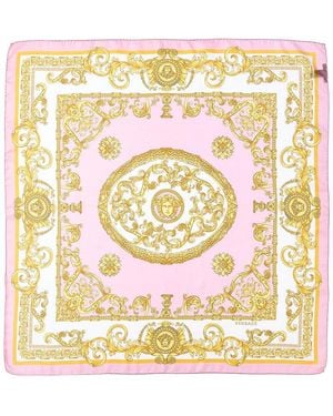 Versace Barocco Print Silk Scarf - Metallic