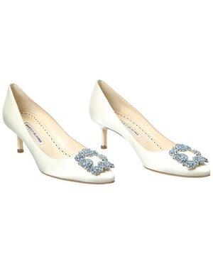Manolo Blahnik Hangisi Bridal 50 Satin Pump (authentic Pre-loved) - Metallic