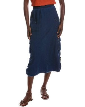 XCVI Chesney Linen-Blend Midi Skirt - Blue