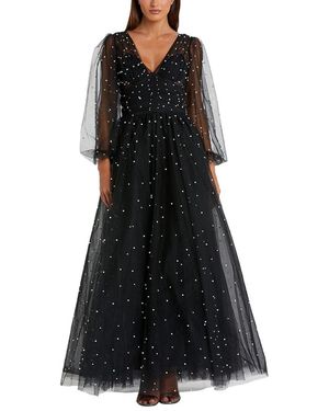 Mac Duggal Pearl Beaded Gown - Black