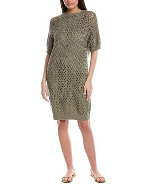 Brunello Cucinelli Linen & Silk-Blend Midi Dress - Green