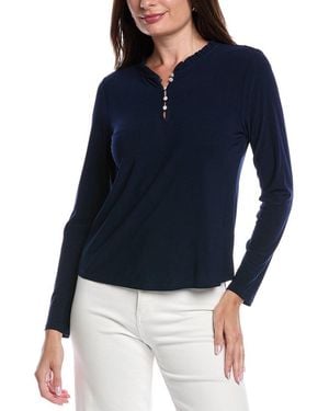Cece Round Neck Ruffle Top - Blue