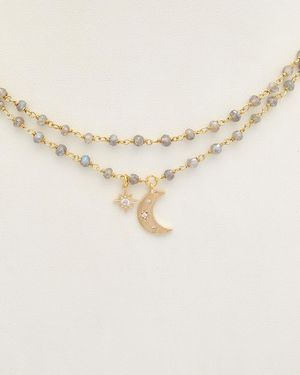 Rachel Reinhardt Jewelry 14K Plated Labradorite Cz Celestial Necklace - Natural