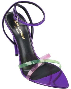 Saint Laurent Calfskin Gippy Sandal (Authentic Pre-Loved) - Blue