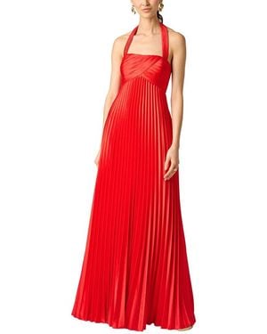 Aidan Mattox Stretch Charmeuse Pleated Gown - Red