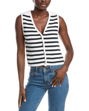 French Connection Stripe V Neck Cardigan - Blue