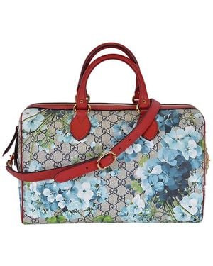 Gucci Gg Coated Canvas Boston Bag - Blue