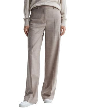 Reiss Hazel Wool-Blend Wide Leg Texture Trouser - Grey