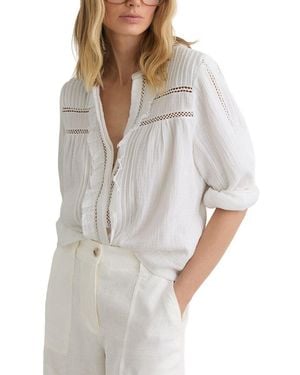Reiss Clemmie Cheesecloth Long Sleeve Top - Gray