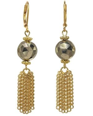 Rachel Reinhardt Jewelry 14k Plated Pyrite Fringe Earrings - Metallic