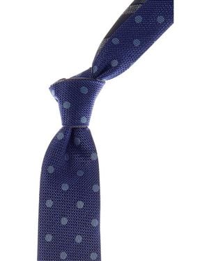 Canali Stripe/ Dots Reversible Silk Tie - Blue