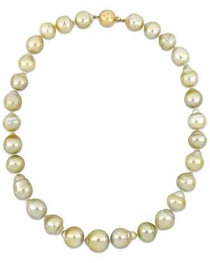 Pearls 14k 0.06 Ct. Tw. Diamond 12-16mm Pearl Necklace - Metallic