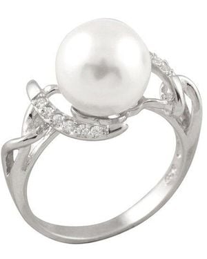 Splendid 10Mm Pearl Cz Ring - White