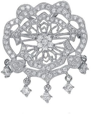 Genevive Jewelry Silver Pin - White