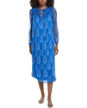 Johnny Was Blaire Silk Midi Dress - Blue