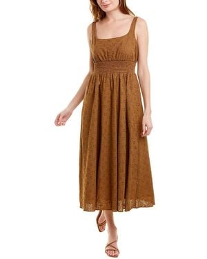 PEARL BY LELA ROSE Floral Eyelet Midi Dress - Brown