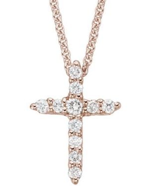 Diamond Select Cuts 14k Rose Gold 0.09 Ct. Tw. Diamond Cross Necklace - White