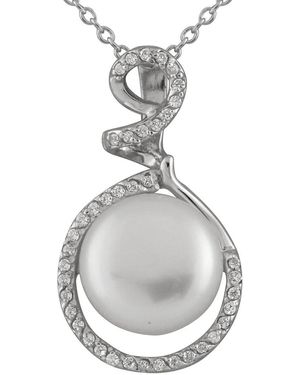 Splendid 11Mm Pearl Cz Pendant - Metallic