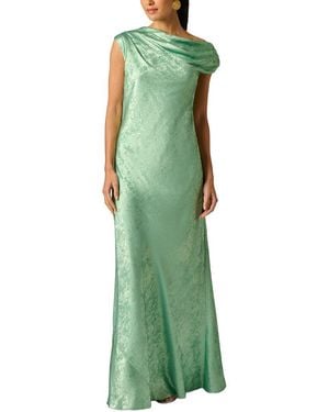 Adrianna Papell Foiled Chiffon Long Dress - Green