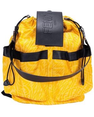 Fendi Yellow Zucca Canvas Strike Drawstring Backpack (authentic Pre-loved)
