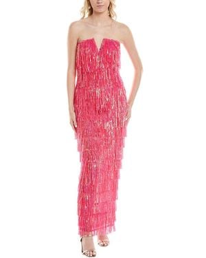 Marion Sequin Fringe Midi Dress - Pink